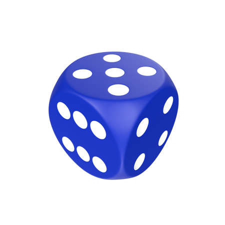 blue dice isolated on white backgroundの写真素材