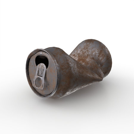 old tincan crushed isolated on white background