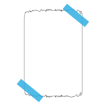 Torn sheet of paper with a blue tape. vector illustration.のイラスト素材