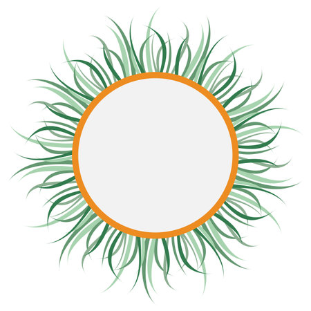 Round frame with green grass on a white background. vector illustration.のイラスト素材