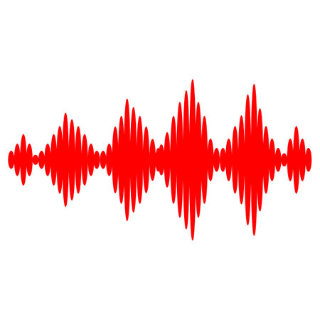 Sound waves vector icon. Style is flat icon symbol, red color, white background.のイラスト素材