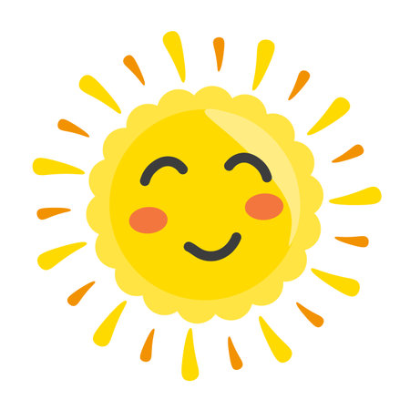 Smiling sun icon. Cartoon illustration of smiling sun vector icon for webのイラスト素材