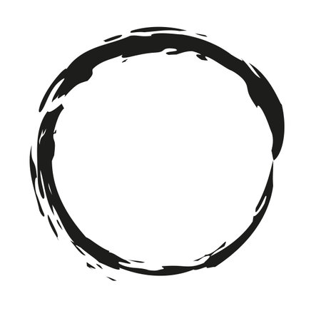 Circle grunge black and white hand drawn circle vector illustration.のイラスト素材
