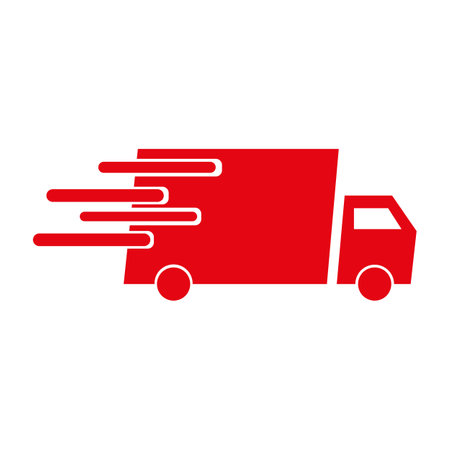 Delivery truck icon. Flat style red on white background. vector illustration.のイラスト素材
