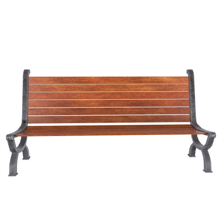Wooden park bench isolated on white background. 3d rendering.の写真素材