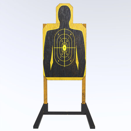 Crosshair target on a wooden stand, 3d rendering. Computer digital drawing.の写真素材