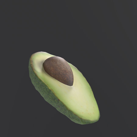 Avocado isolated on black background. 3D illustration. top viewの写真素材