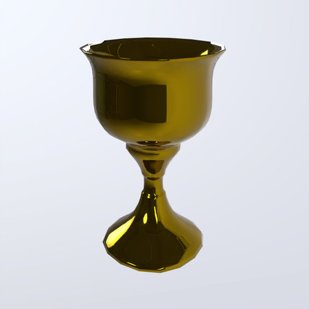 Gold goblet on a white background. 3D rendering.の写真素材