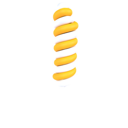 Five smooth yellow curves arranged vertically against a white background.の写真素材