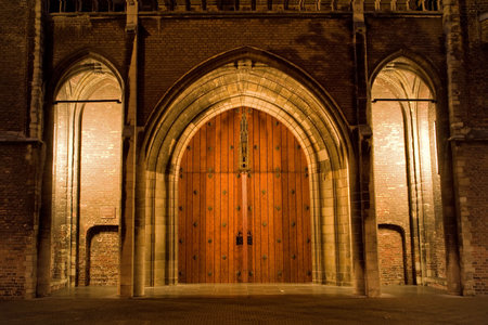 Front entrance of the New church in Delft, the Netherlands.の写真素材