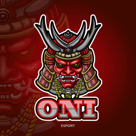 Oni mask esport logo mascot designのイラスト素材