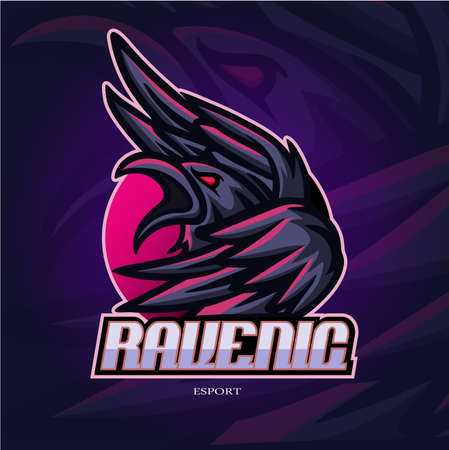 Raven crow mascot esport logo designのイラスト素材
