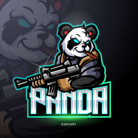 Panda warrior esport logo mascot designのイラスト素材