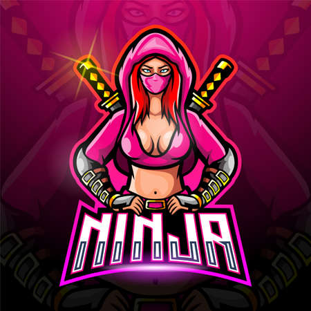 Female ninja mascot esport logo designのイラスト素材