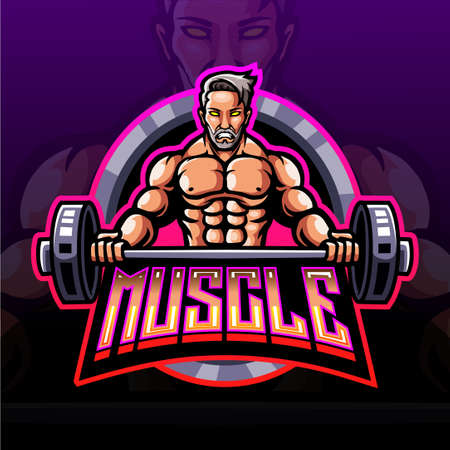 Muscle esport logo mascot designのイラスト素材