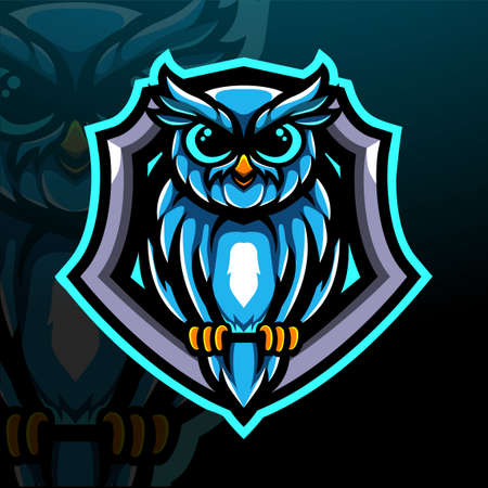 Owl esport mascot logo designのイラスト素材