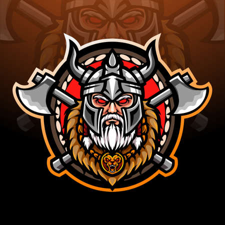 Viking esport logo mascot designのイラスト素材