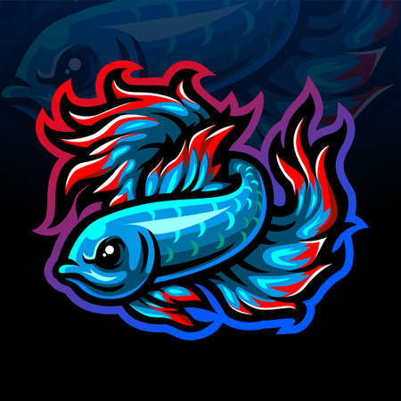 Betta fish mascot esport logo designのイラスト素材