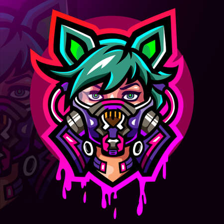 Cyberpunk esport logo mascot designのイラスト素材