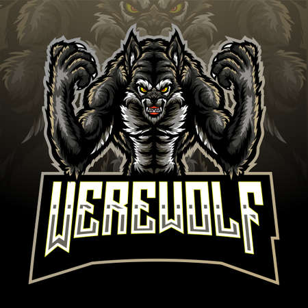 Werewolf mascot. esport logo designのイラスト素材