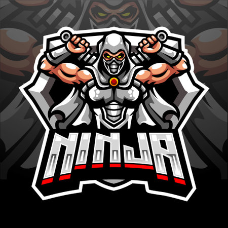 Ninja mascot.  esport logo designのイラスト素材