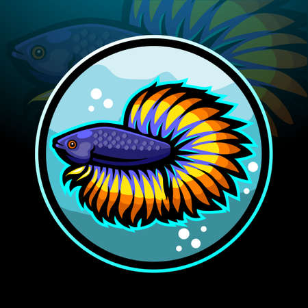 Betta fish mascot. esport logo designのイラスト素材