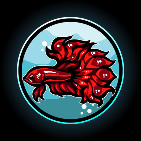 Betta fish mascot. esport logo designのイラスト素材