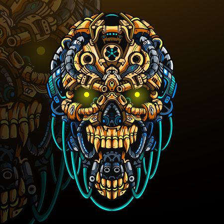 Skull head robot  mascot. esport logo designのイラスト素材