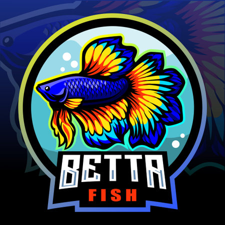 Betta fish mascot. esport logo designのイラスト素材
