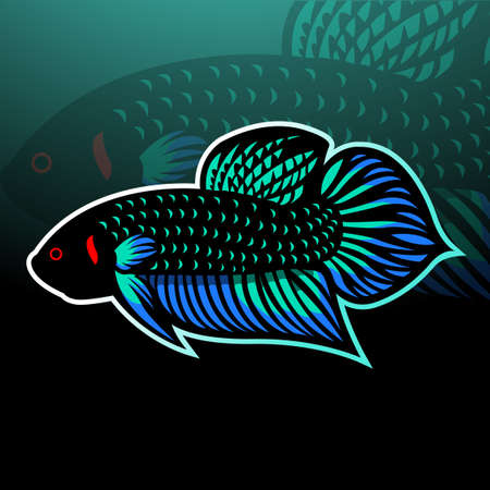 Betta fish mascot. esport logo designのイラスト素材