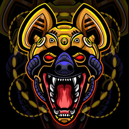 Hyena head robot mascot. esport logo designのイラスト素材