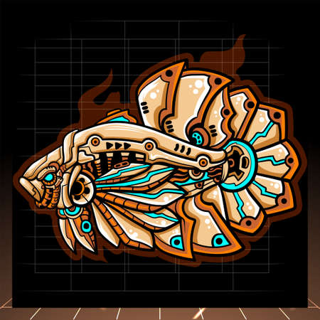 Betta fish mecha robot mascot. esport logo designのイラスト素材