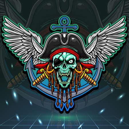 Skull pirate mascot. esport logo designのイラスト素材