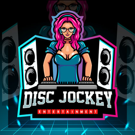 Disc jockey mascot. esport logo designのイラスト素材