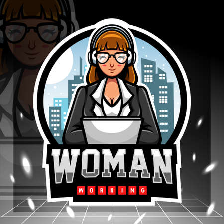 International women's day mascot. esport logo design. Vector illustrationのイラスト素材