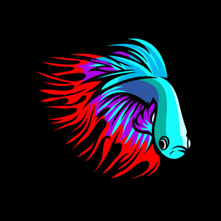 Crown tail betta fish mascot. esport logo designのイラスト素材
