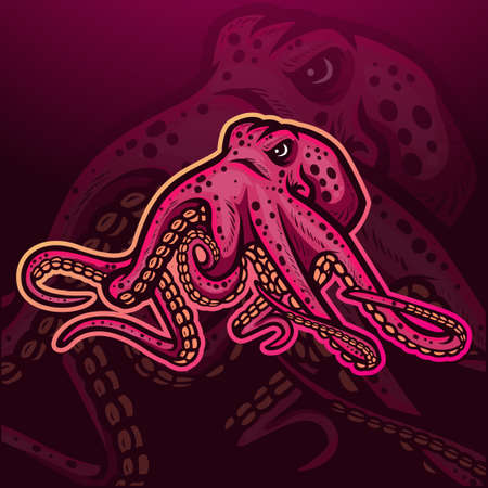 Octopus kraken mascot. esport logo designのイラスト素材