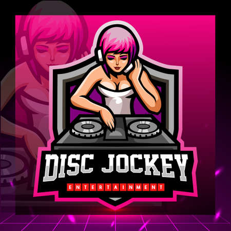 Disc jockey mascot. esport logo designのイラスト素材