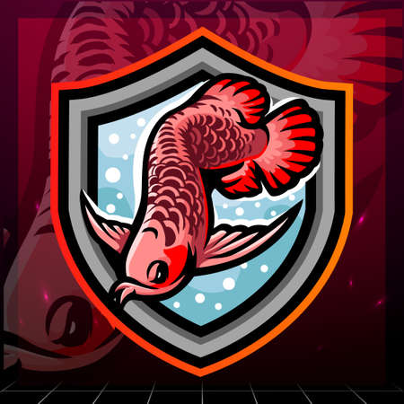 Arowana fish mascot. esport logo designのイラスト素材