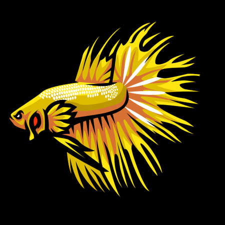 Yellow betta fish mascot. esport logo designのイラスト素材