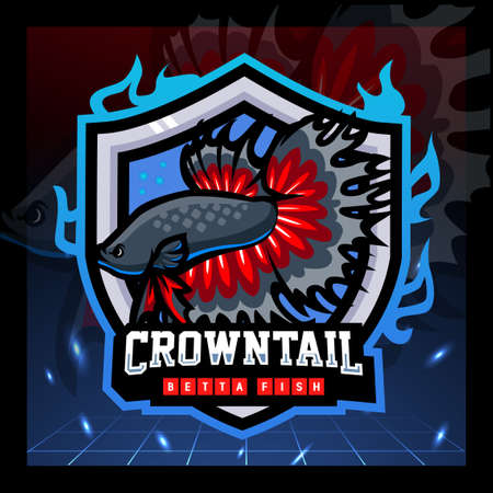 Crown tail Betta fish mascot. esport logo designのイラスト素材