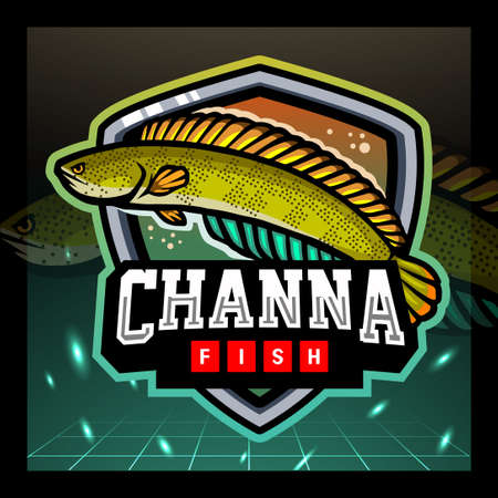 Channa barca fish mascot. esport logo designのイラスト素材