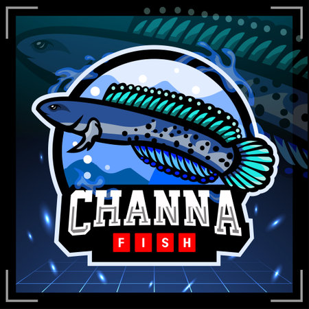 Channa stewarti fish mascot. esport logo designのイラスト素材