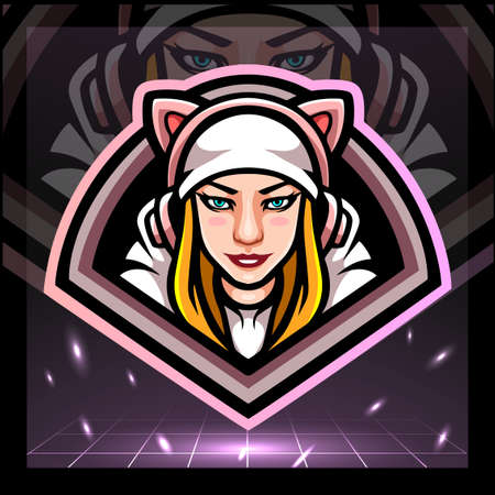 Girls gamer mascot. esport logo designのイラスト素材