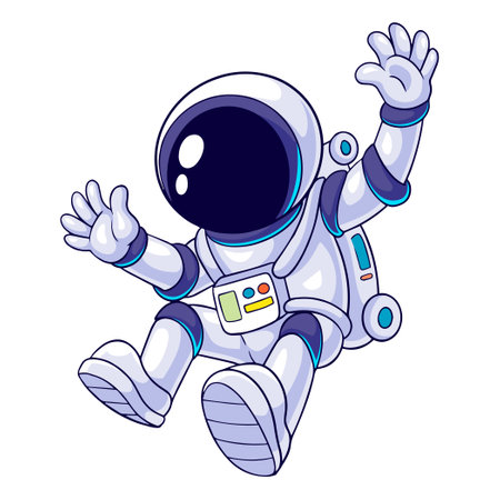 Cartoon little boy wearing astronaut costumeのイラスト素材