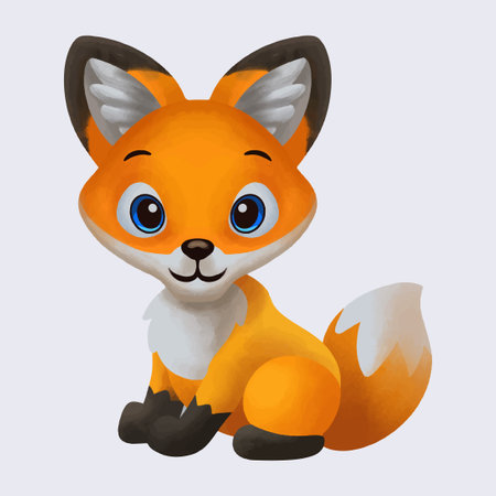 Cartoon cute fox watercolor style with blank space isolated on white backgroundのイラスト素材
