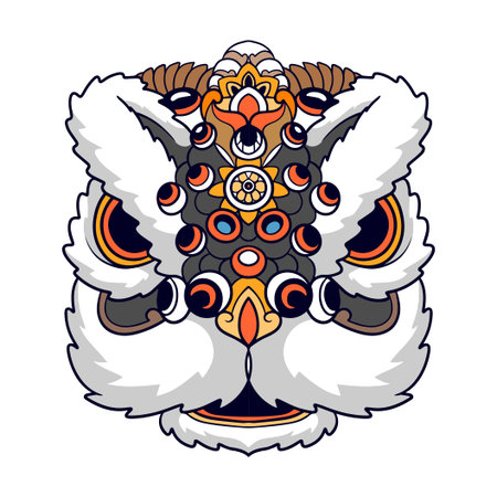 Colorful Lion dance cartoon mandala arts isolated on white backgroundのイラスト素材
