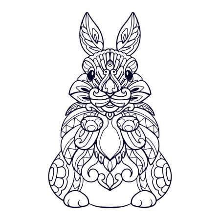 Beautiful Rabbit mandala arts isolated on white backgroundのイラスト素材