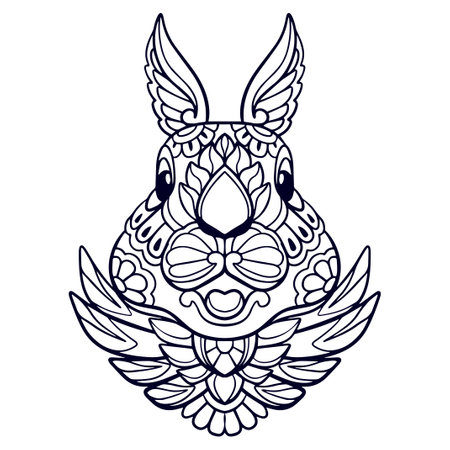 Beautiful Rabbit mandala arts isolated on white backgroundのイラスト素材