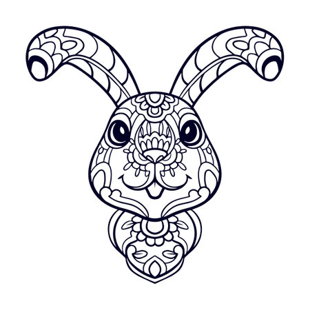 Beautiful Rabbit mandala arts isolated on white backgroundのイラスト素材